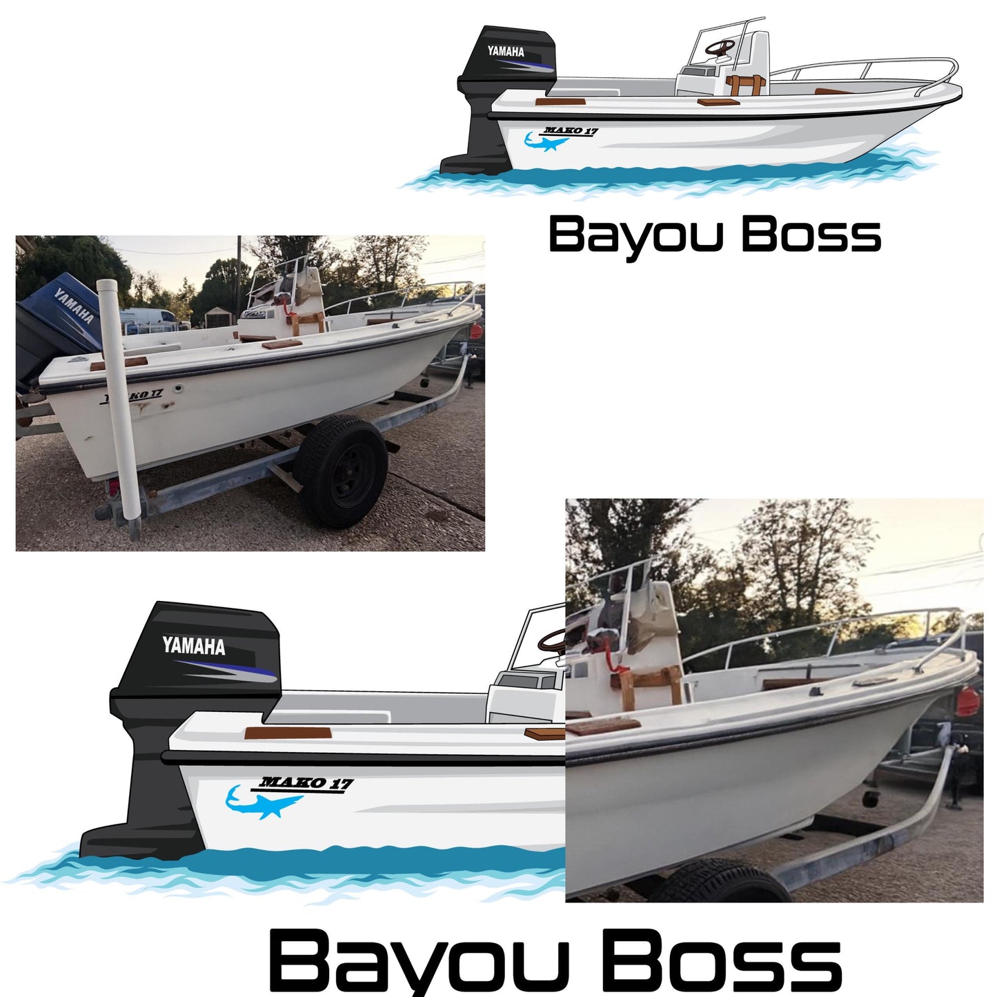 Custom boat drawing line art personalized illustration boat artwork