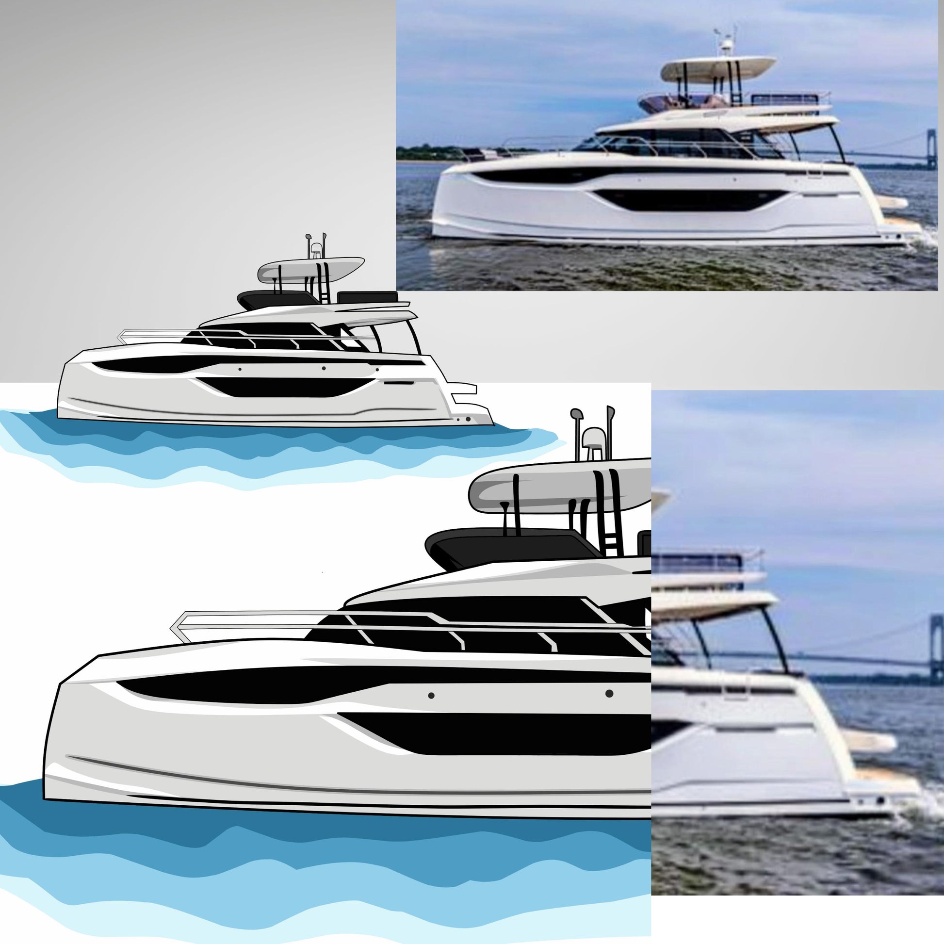 Custom Boat Design Add On Personalized Boat Illustration Digital Drawing Artwork for Shirt Orders Fishing Boat Yacht Pontoon Catamaran