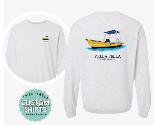 Custom Boat Design Gildan 18000 Fleece Sweatshirt Boat Graphic Crew