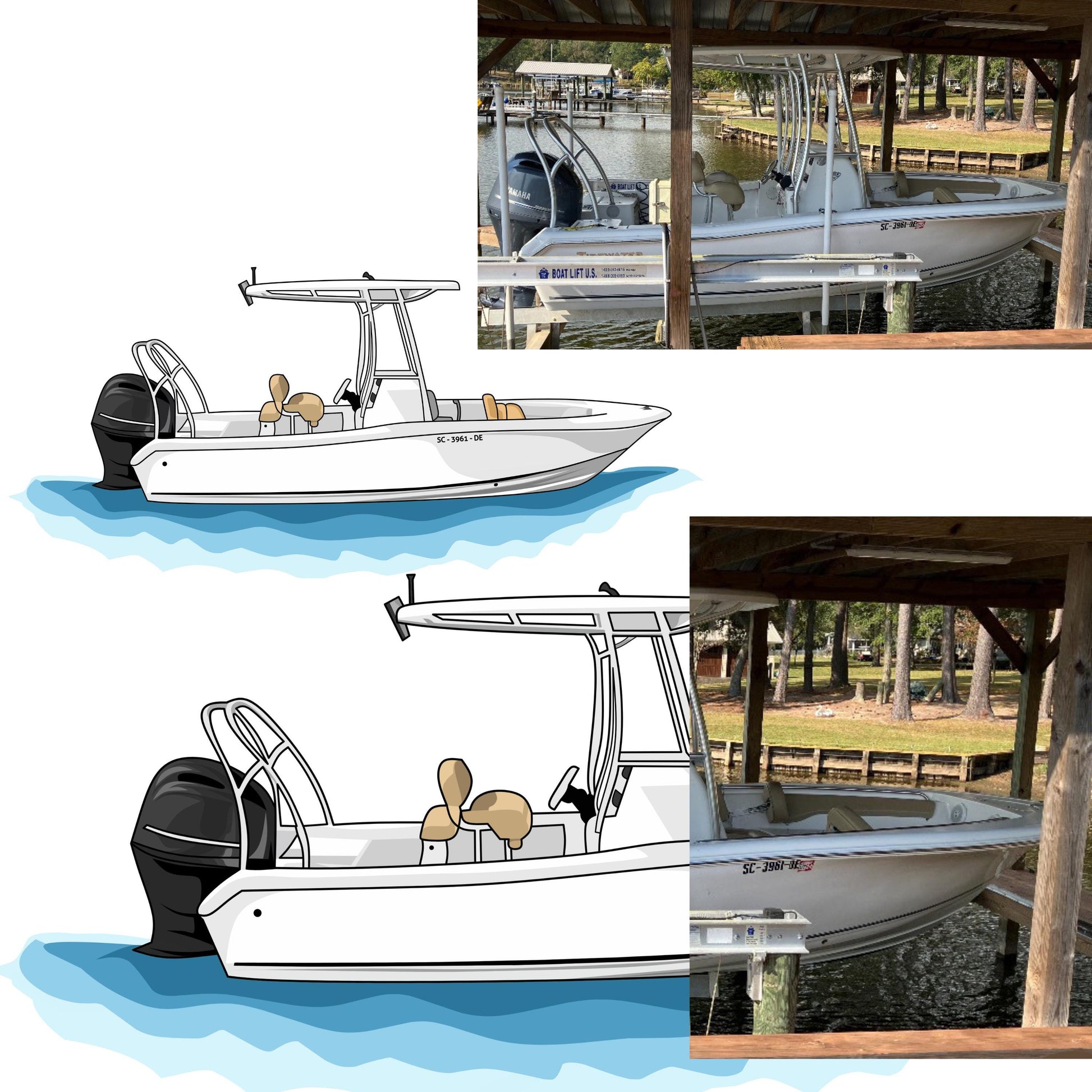Custom Boat Design Add On Personalized Boat Illustration Digital Drawing Artwork for Shirt Orders Fishing Boat Yacht Pontoon Catamaran