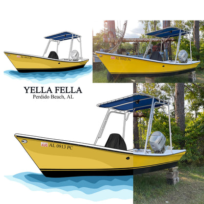 Custom Boat Design Add On Personalized Boat Illustration Digital Drawing Artwork for Shirt Orders Fishing Boat Yacht Pontoon Catamaran