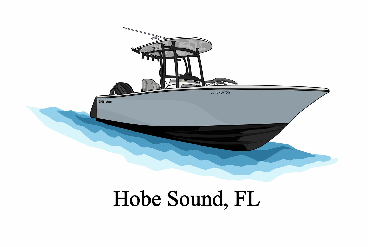 Custom boat drawing line art personalized illustration boat artwork