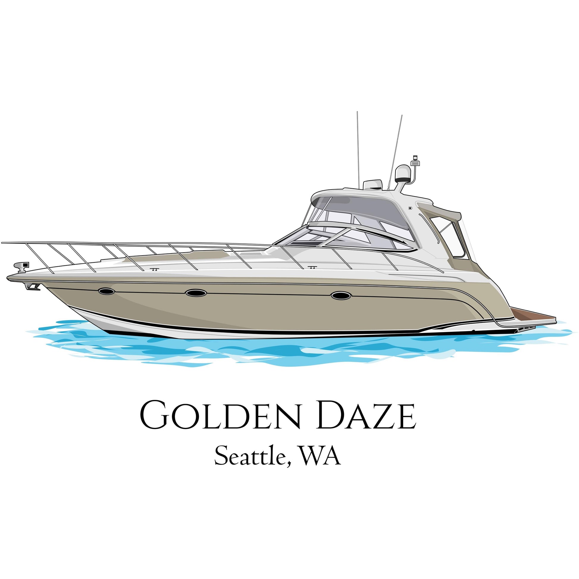 Custom boat drawing line art personalized illustration boat artwork