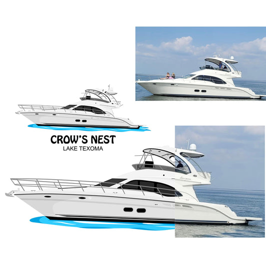 Custom Boat Drawing Artwork • Personalized Boat Illustration • Nautical Art Gift