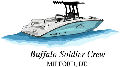 Custom boat drawing line art personalized illustration boat artwork