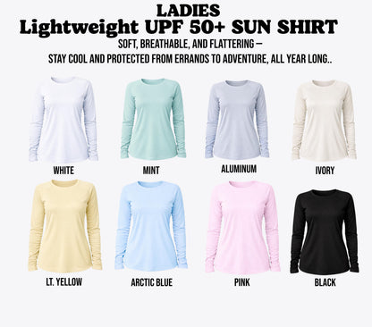 a collection of eight different long-sleeved shirts in various colors, including white, mint, aluminum, ivory, yellow, arctic blue, pink, and black.