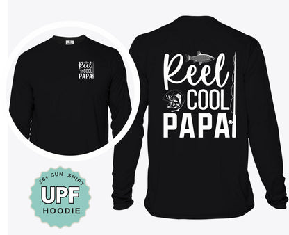 Fishing Shirt for Dad Reel Cool Papa UPF 50 Long Sleeve Shirt Custom Sun Protection Shirt for Outdoor Boat Trips or Family Fishing Days