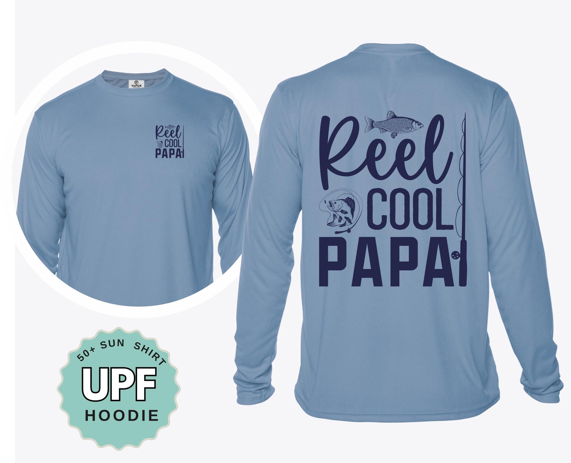 Fishing Shirt for Dad Reel Cool Papa UPF 50 Long Sleeve Shirt Custom Sun Protection Shirt for Outdoor Boat Trips or Family Fishing Days
