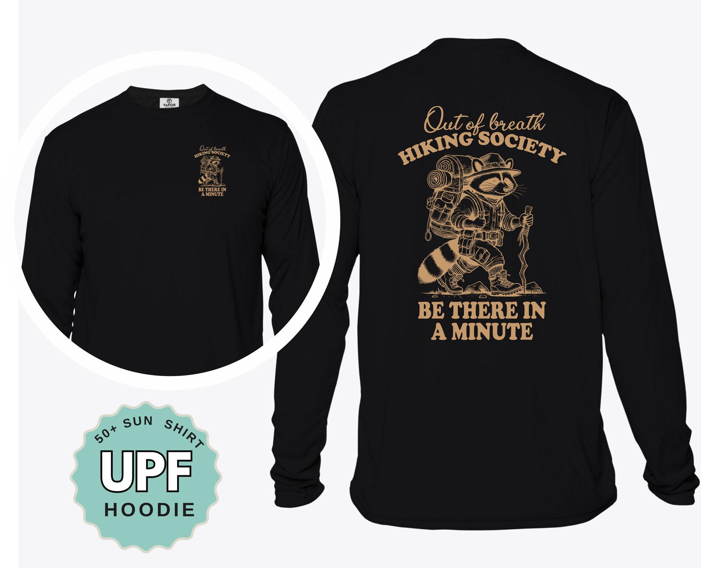 Out of Breath Hiking Society Sunshirt: UPF 50+ Moisture Wicking Long Sleeve Tee