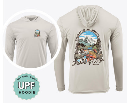 fishers of men upf 50 sun hoodie christian fishing shirt bible verse matthew 419 uv protection hoodie moisture wicking outdoor faith top