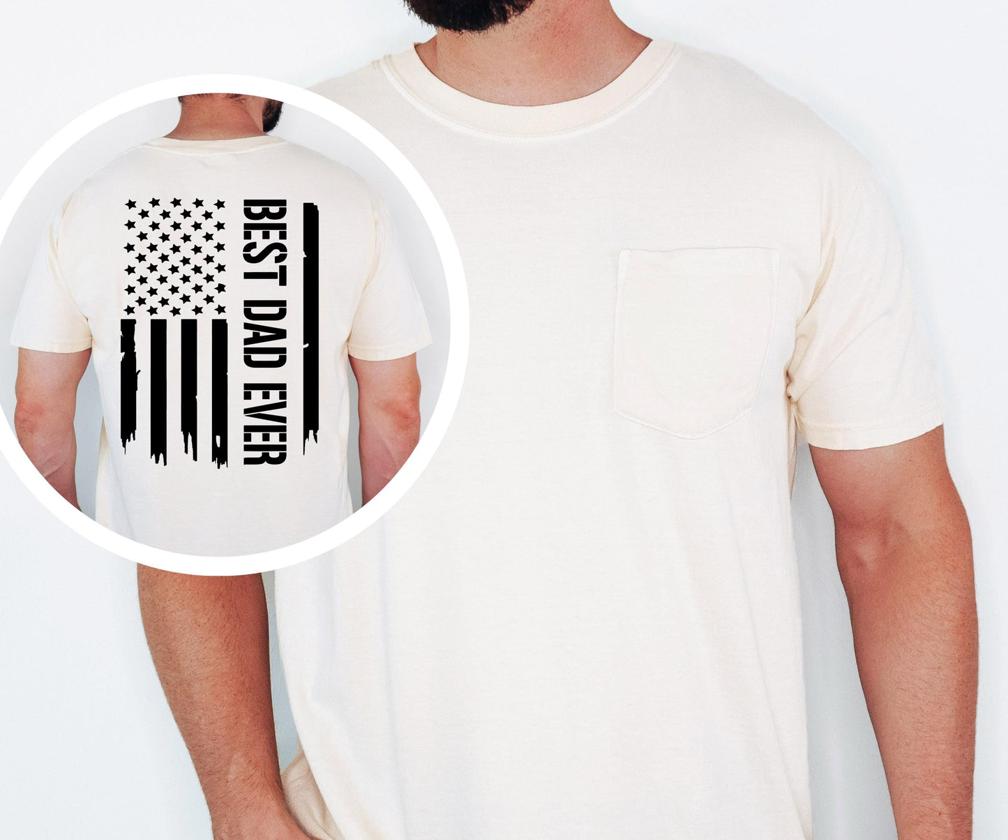 Best Dad Ever Shirt Pocket Tee Patriotic Gift for Dad