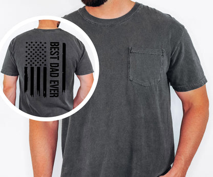 Best Dad Ever Shirt Pocket Tee Patriotic Gift for Dad