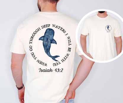 Isaiah 43:2 Christian Tee - Whale Illustration, Soft Comfort Colors