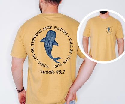Isaiah 43:2 Christian Tee - Whale Illustration, Soft Comfort Colors