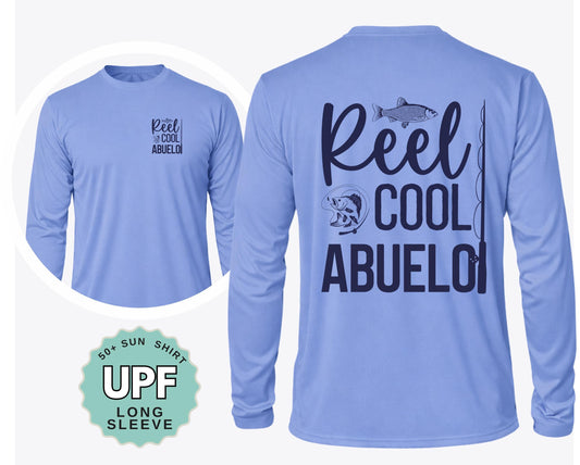 Reel Cool ABEULO Fishing Shirt for Grandpa UPF 50 Long Sleeve Shirt Custom Sun Protection Shirt for Outdoor Granddad Fishing Shirt