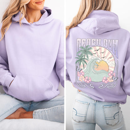 Beach Bum hoodie, coastal graphic sweatshirt, beach life pullover back print