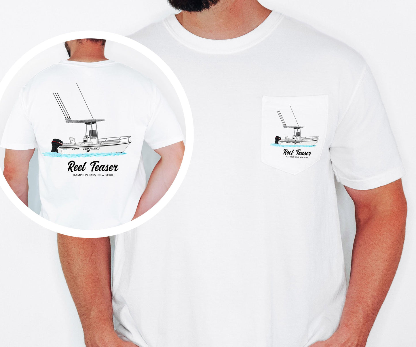 Custom Boat Pocket T-Shirt Personalized Boat Tee for Boat Owners Add Your Boat Design Gift for Boaters Captain Marina Life Shirt