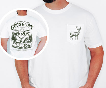 christian deer shirt comfort colors pocket tee god’s glory nature psalm 42 hunting shirt outdoor faith shirt cabin mountains scenic tee