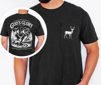 christian deer shirt comfort colors pocket tee god’s glory nature psalm 42 hunting shirt outdoor faith shirt cabin mountains scenic tee