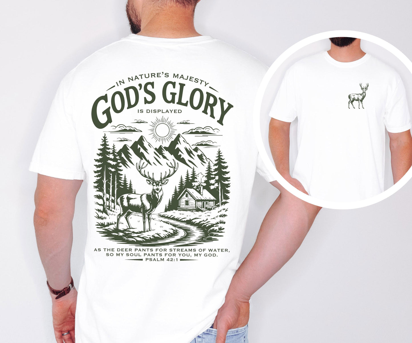 Christian Deer Shirt – Psalm 42:1 Nature Scene Comfort Colors Tee