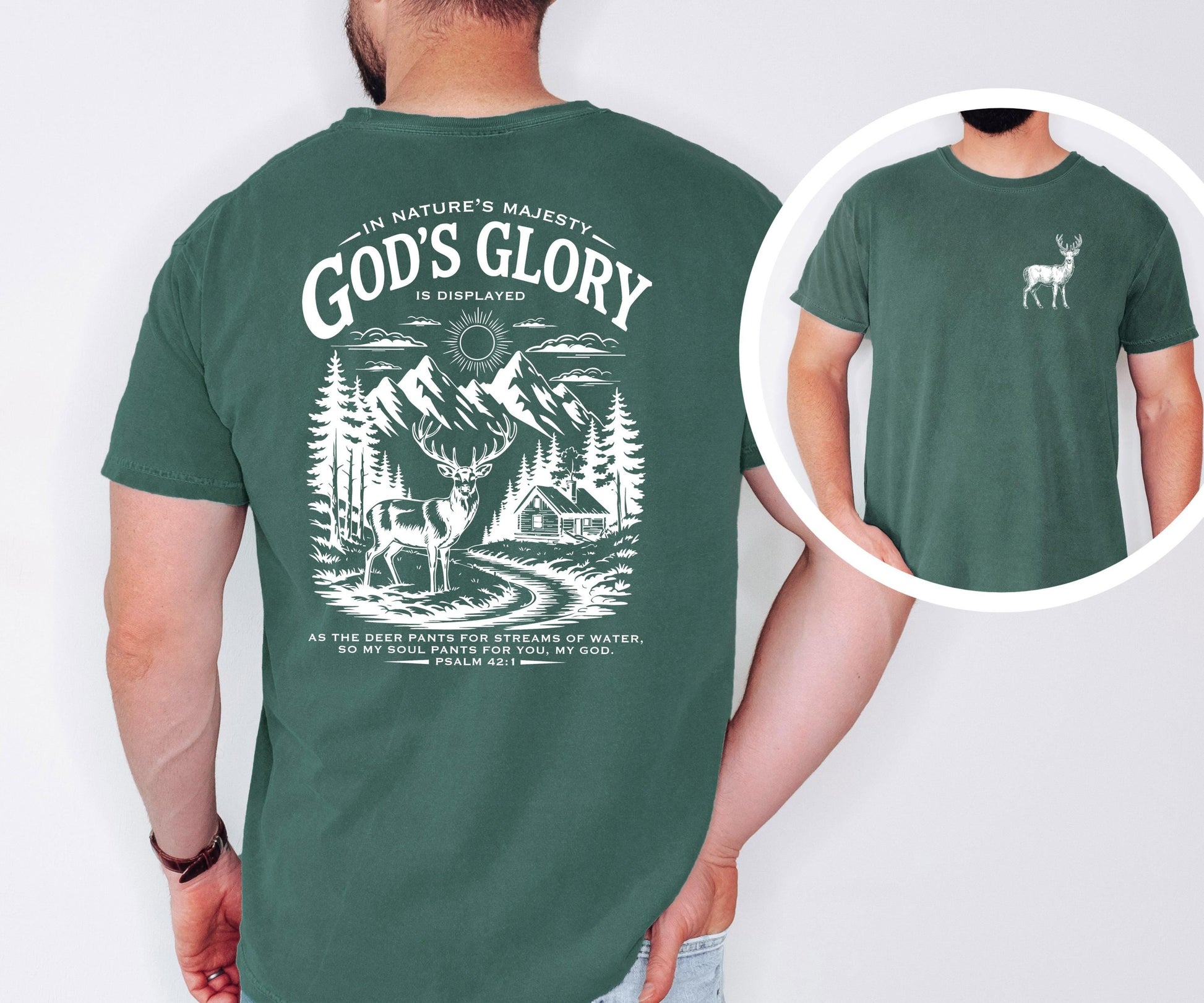 Christian Deer Shirt – Psalm 42:1 Nature Scene Comfort Colors Tee