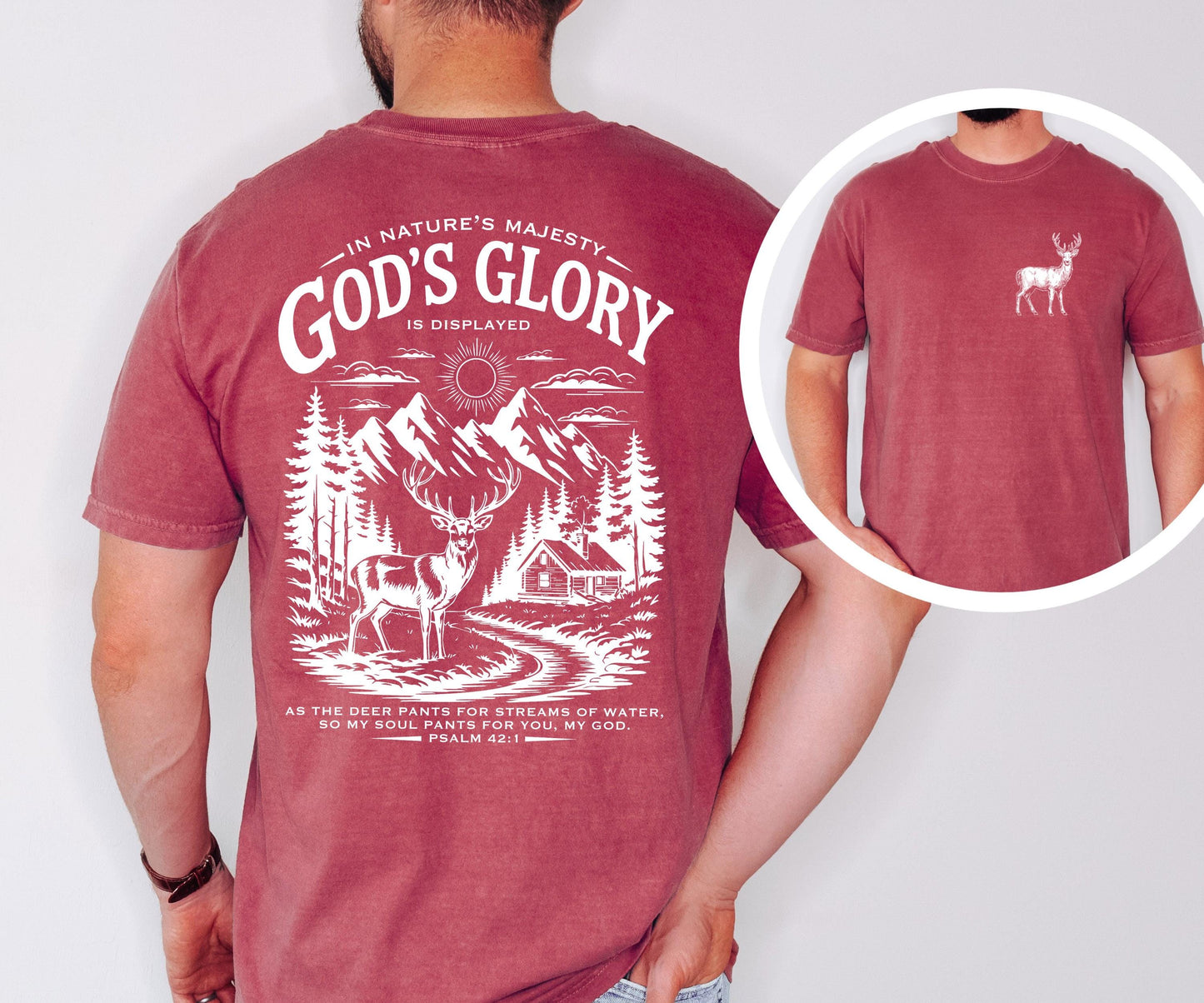Christian Deer Shirt – Psalm 42:1 Nature Scene Comfort Colors Tee