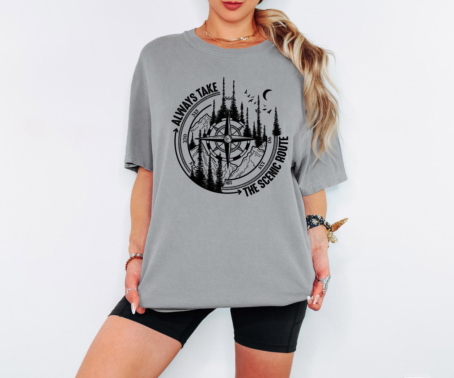 Always Take the Scenic Route Shirt Hiking Nature Outdoor Quote T Shirt