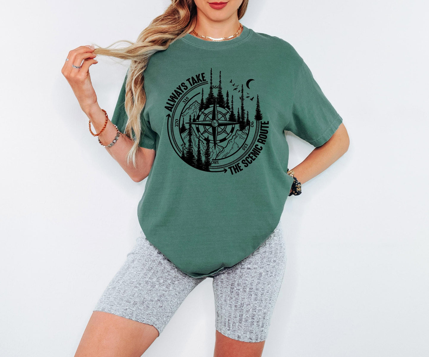 Always Take the Scenic Route Shirt Hiking Nature Outdoor Quote T Shirt