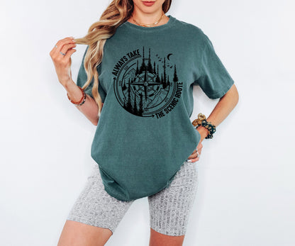 Always Take the Scenic Route Shirt Hiking Nature Outdoor Quote T Shirt