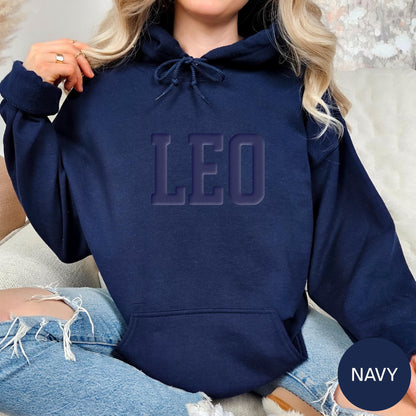 NAVY Leo Zodiac Puff Print Birthday Horoscope Top T-Shirt, Sweatshirt, Hoodie You Choose