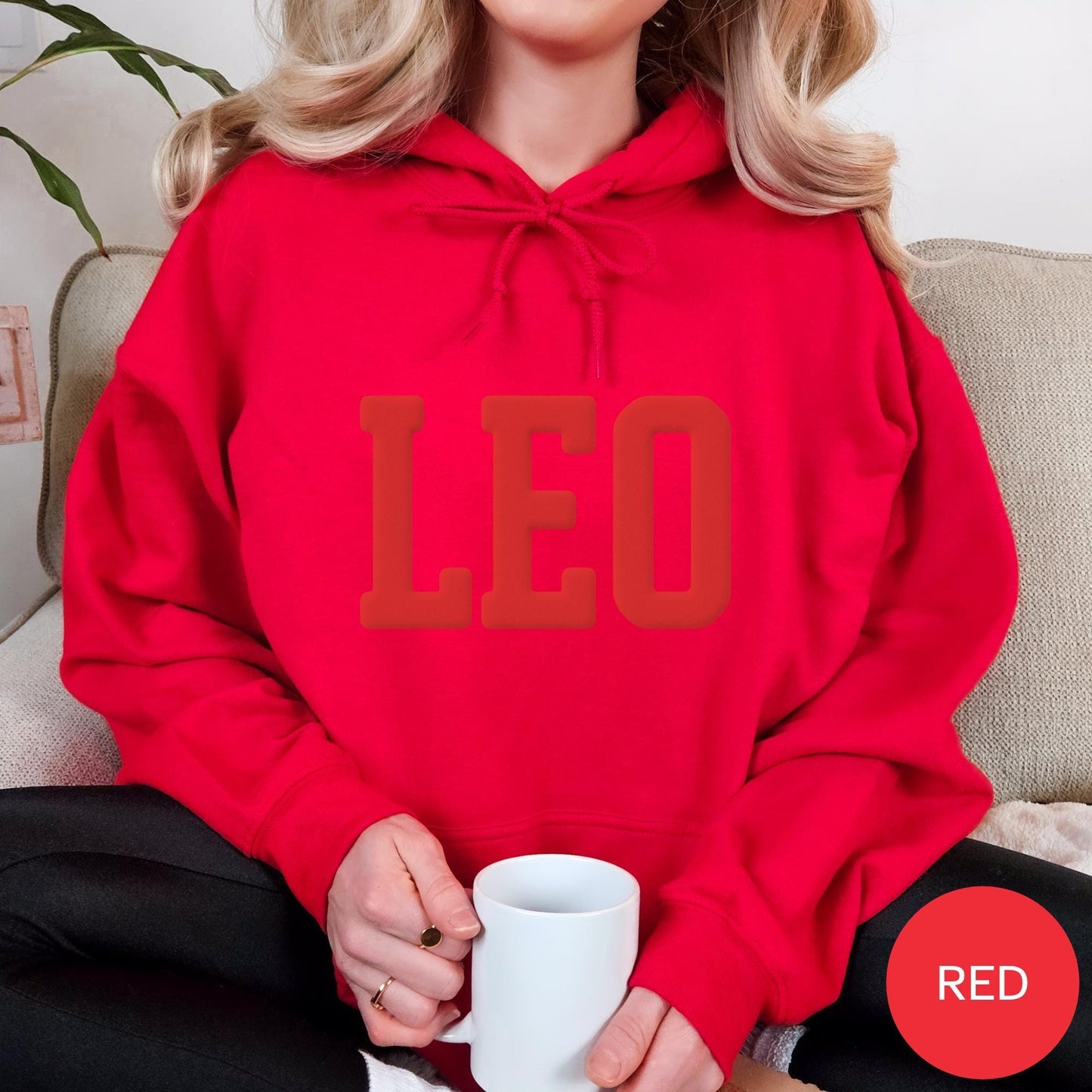 RED Leo Zodiac Puff Print Sweatshirt T-shirt Hoodie Birthday Astrology Top
