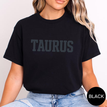 BLACK Taurus Zodiac Puff Print Sweatshirt T-shirt Hoodie Birthday Astrology Top