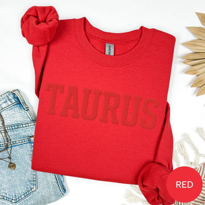 Taurus Puff Zodiac Puff Print Birthday Horoscope Sweatshirt