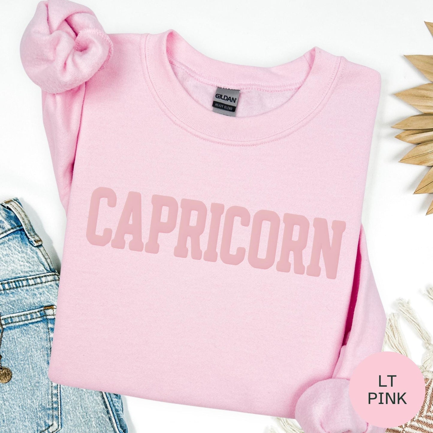 PINK Zodiac Puff Print Sweatshirt Birthday Gift Astrology Top