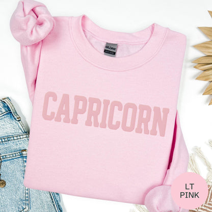 PINK Zodiac Puff Print Sweatshirt Birthday Gift Astrology Top