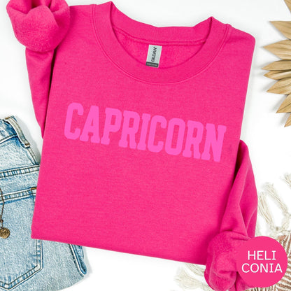 HOT PINK Capricorn Zodiac Puff Print Sweatshirt T-shirt Hoodie Birthday Astrology Top