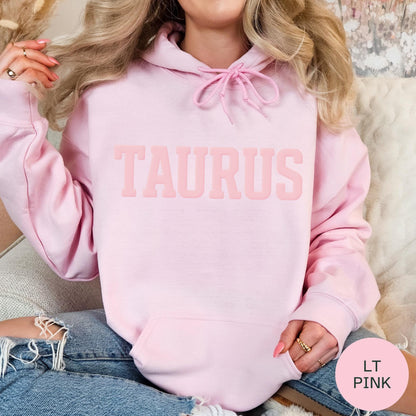 PINK Zodiac Puff Print Birthday Horoscope Hoodie You Choose