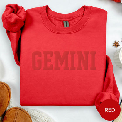 RED Gemini Zodiac Puff Print Sweatshirt T-shirt Hoodie Birthday Astrology Top