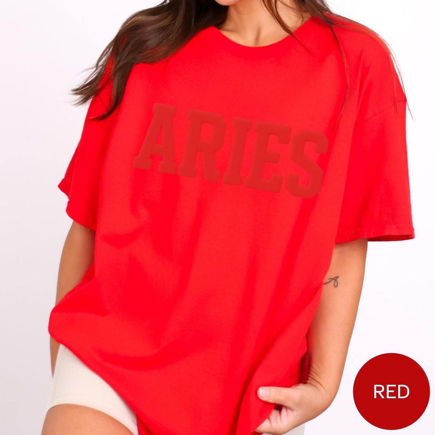 RED Zodiac Puff Print Birthday Horoscope T-Shirt You Choose