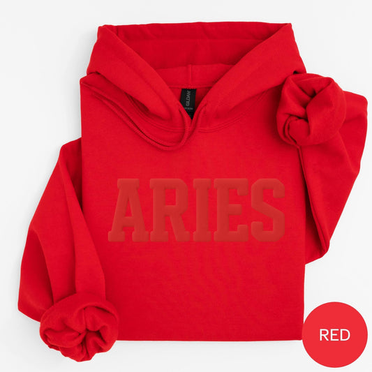RED Aries Zodiac Puff Print Sweatshirt T-shirt Hoodie Birthday Astrology Top