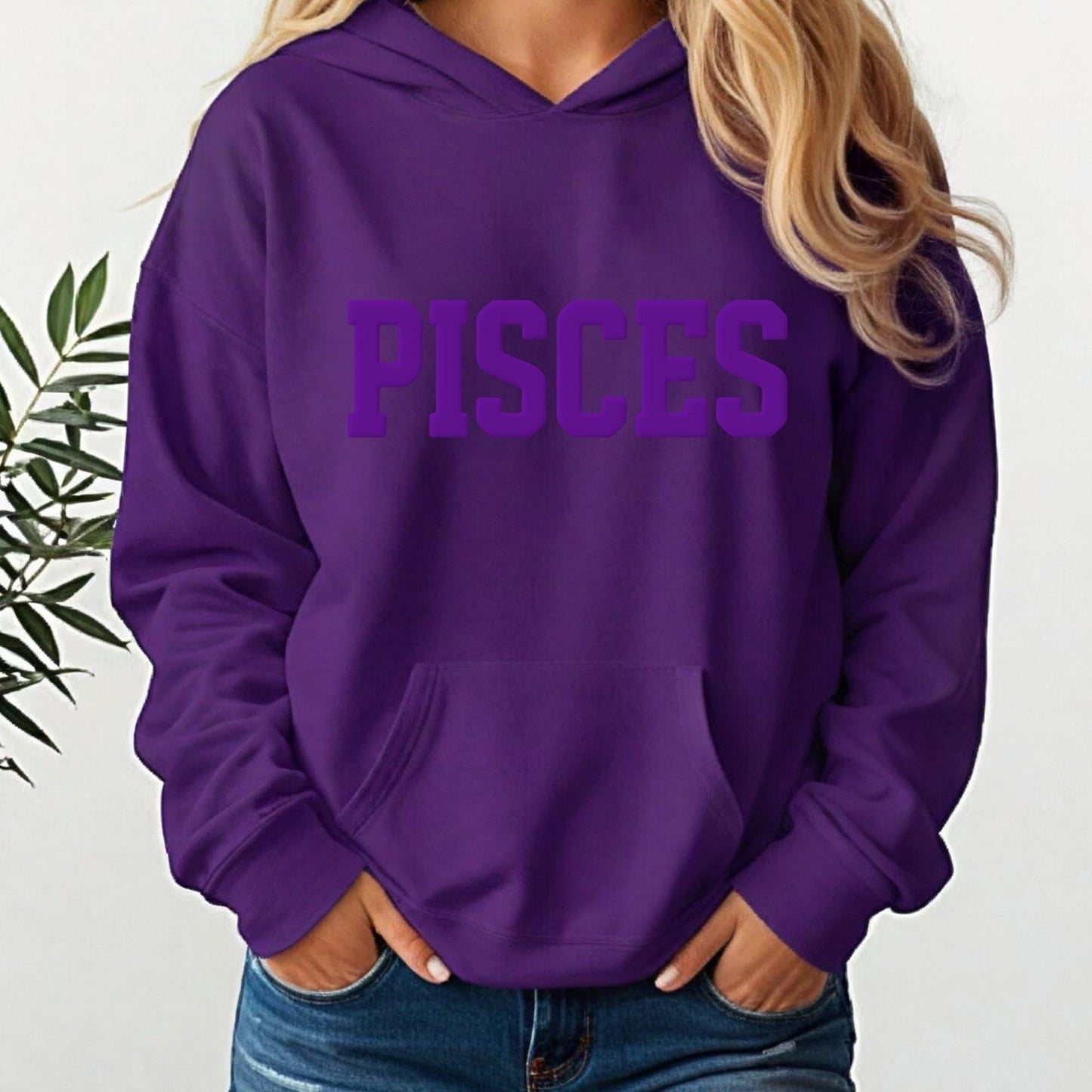 PURPLE Pisces Zodiac Puff Print Sweatshirt T-shirt Hoodie Birthday Astrology Top