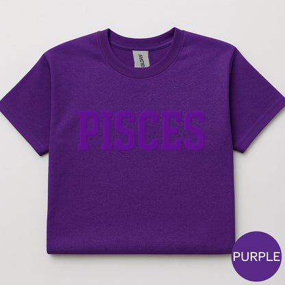 PURPLE Pisces Zodiac Puff Print Sweatshirt T-shirt Hoodie Birthday Astrology Top