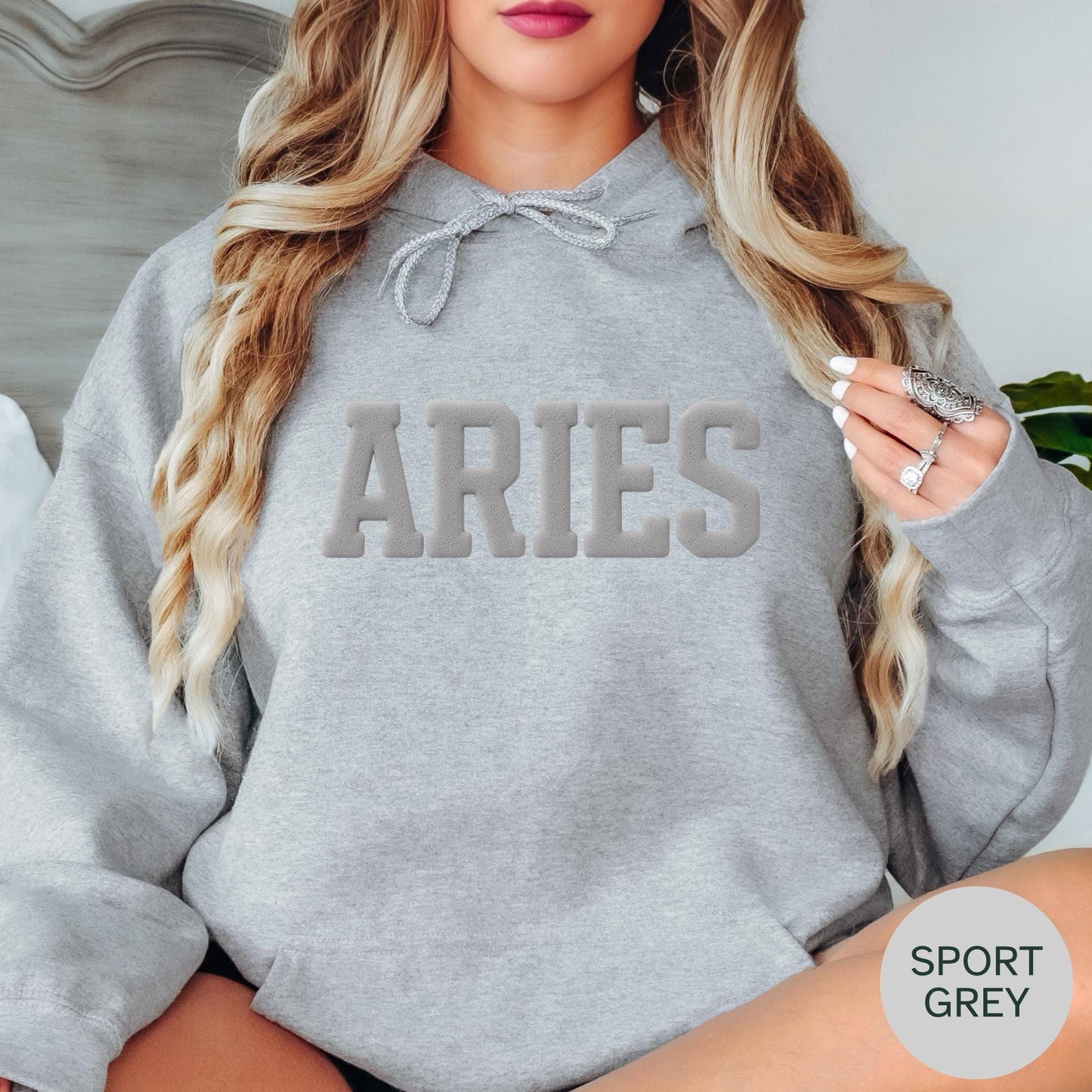 SPORT GREY Aries Zodiac Puff Print Sweatshirt T-shirt Hoodie Birthday Astrology Top