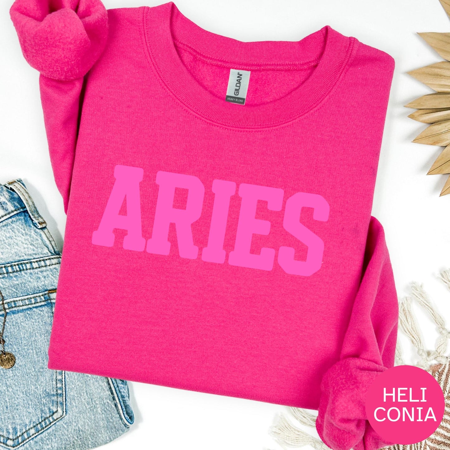 HOT PINK Aries Zodiac Puff Print Sweatshirt T-shirt Hoodie Birthday Astrology Top
