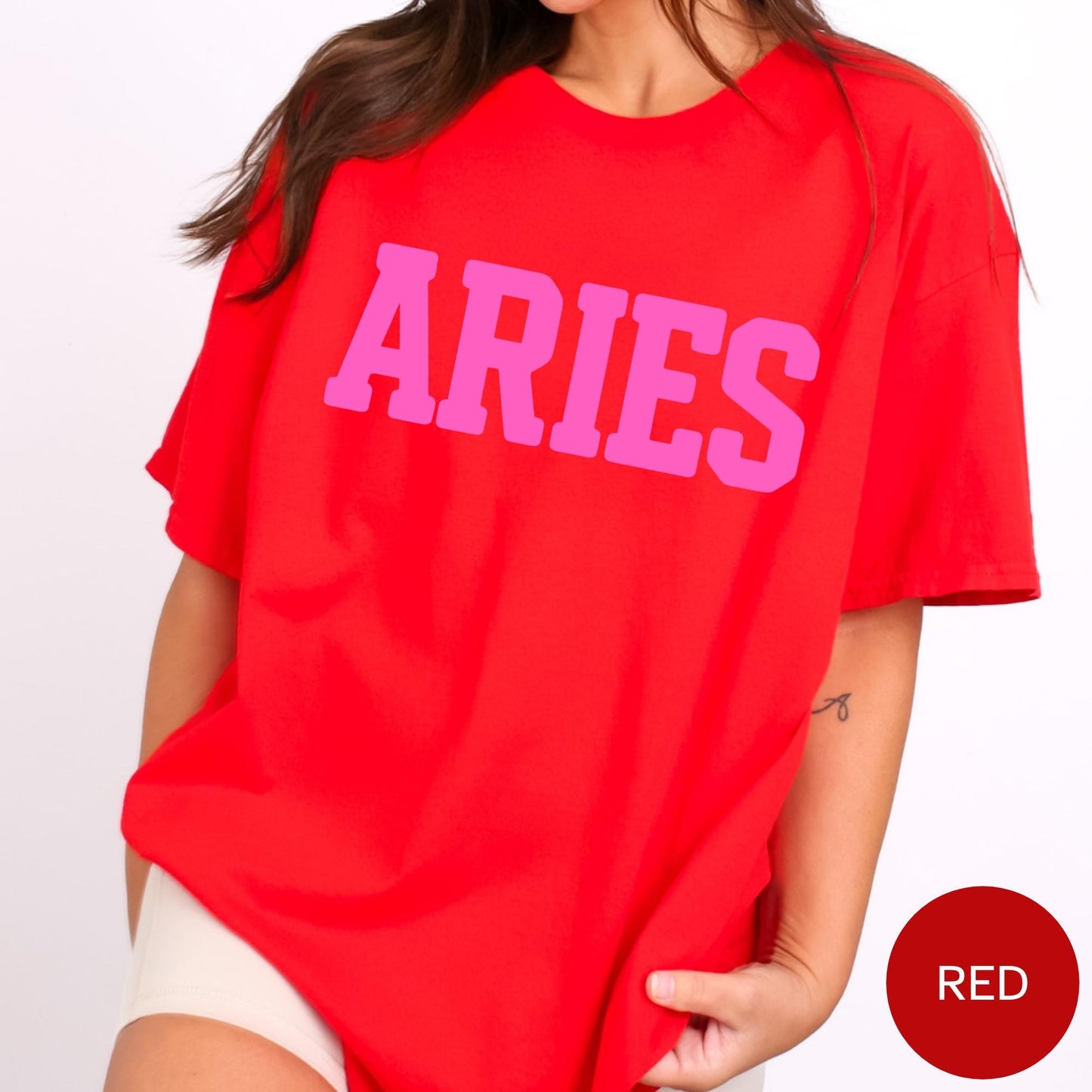 AIRES Zodiac Puff Print T-SHIRT Birthday Horoscope Gift
