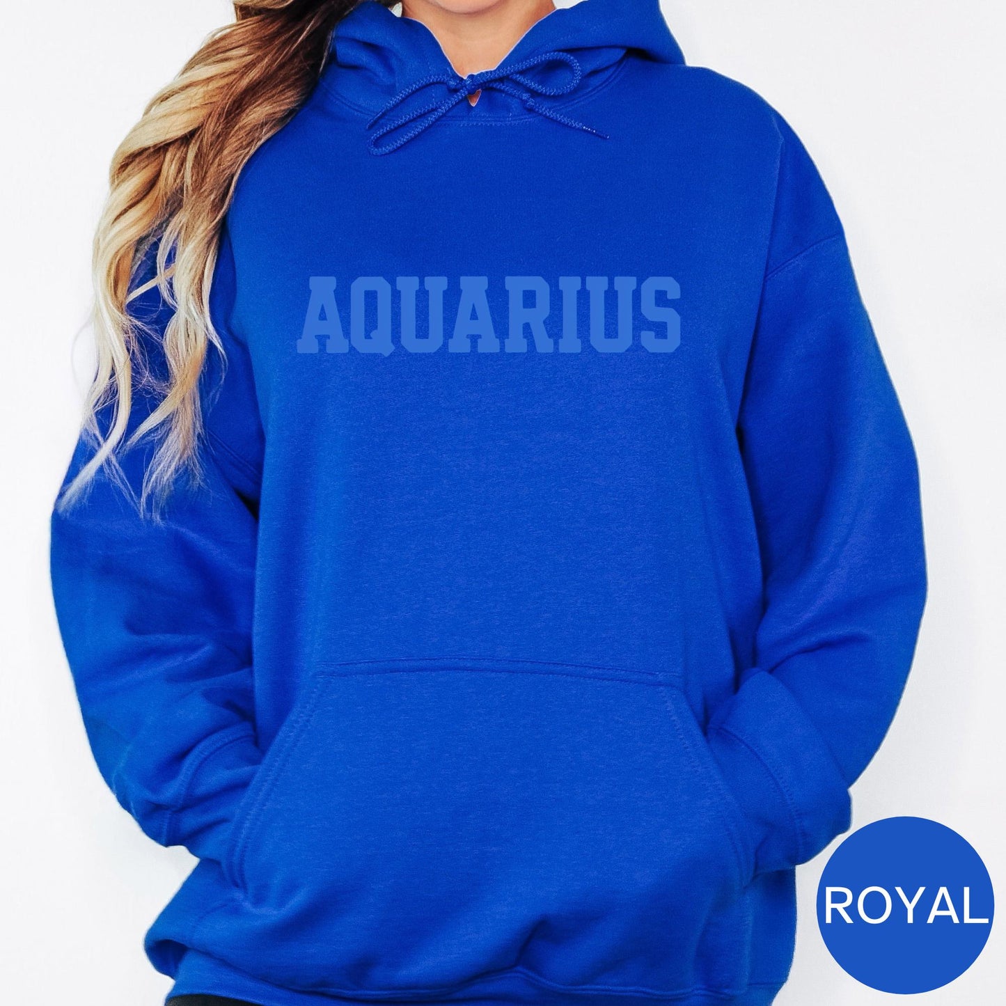 AQUARIUS Zodiac Puff Print HOODIE Birthday Horoscope
