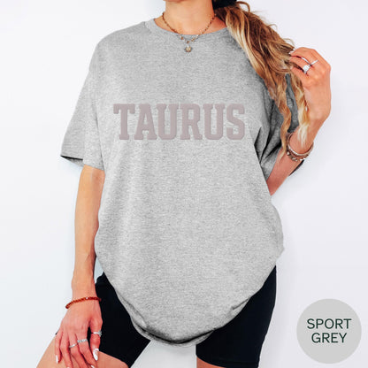 TAURUS Zodiac Puff Print T-SHIRT Birthday Horoscope Gift