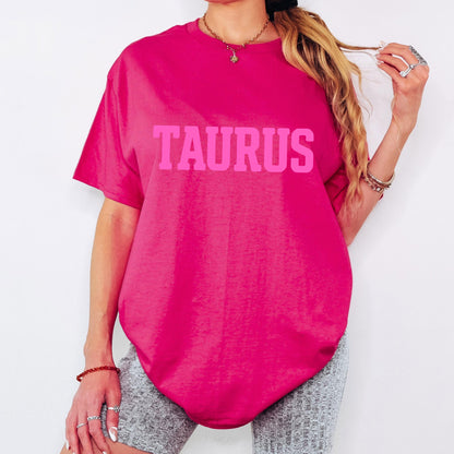 TAURUS Zodiac Puff Print T-SHIRT Birthday Horoscope Gift