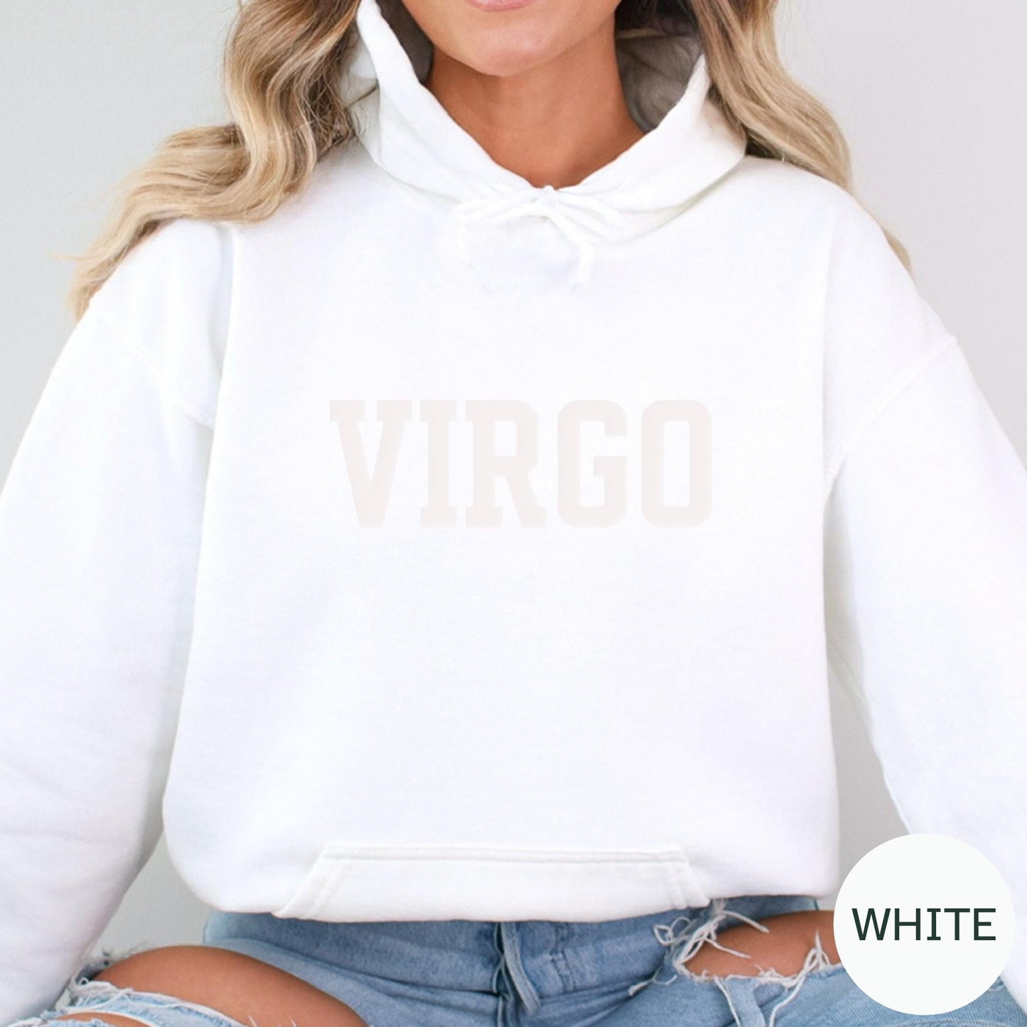 WHITE Virgo Zodiac Puff Print Sweatshirt T-shirt Hoodie Birthday Astrology Top