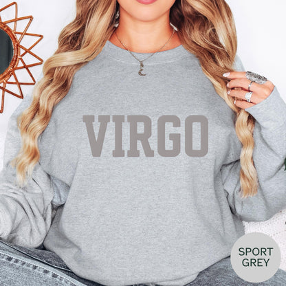 SPORT GREY Virgo Zodiac Puff Print Sweatshirt T-shirt Hoodie Birthday Astrology Top